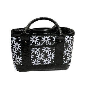 Daisy lunch box cooler insulated white black alligator floral wipe clean